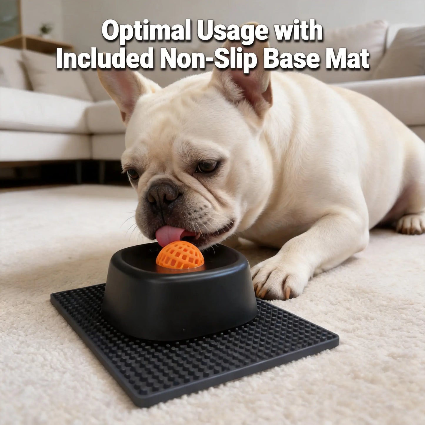 Pet Slow Feeder Licking Bowl for Dogs and Cats with Built-In Rolling Ball to Prevent Spills, Versatile Liquid Bowl for Bone Broth, Yogurt, Liquid Snacks & Supplements, Optional Anti-Slip Base Pad Available