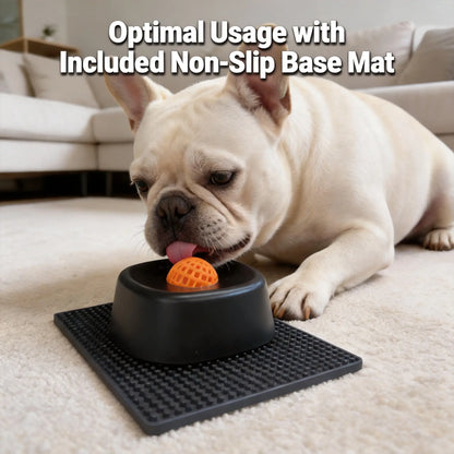 Pet Slow Feeder Licking Bowl for Dogs and Cats with Built-In Rolling Ball to Prevent Spills, Versatile Liquid Bowl for Bone Broth, Yogurt, Liquid Snacks & Supplements, Optional Anti-Slip Base Pad Available