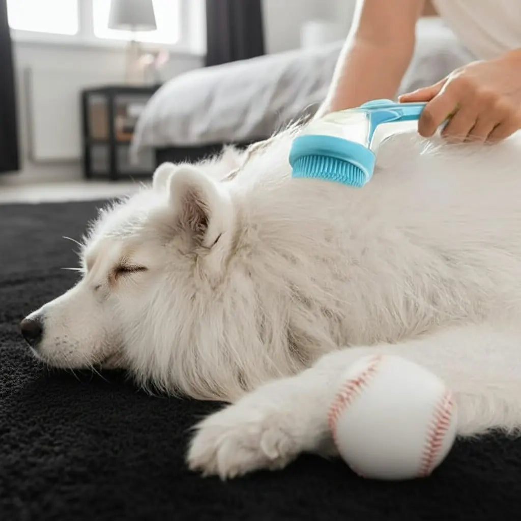 2026 Enhanced 2-in-1 Pet Bath Brush with Soap Dispenser, Soft Silicone Grooming and Shedding Comb for Dogs and Cats, Gentle Massage Scrubber for Effortless Bathing and Improved Coat Cleanliness