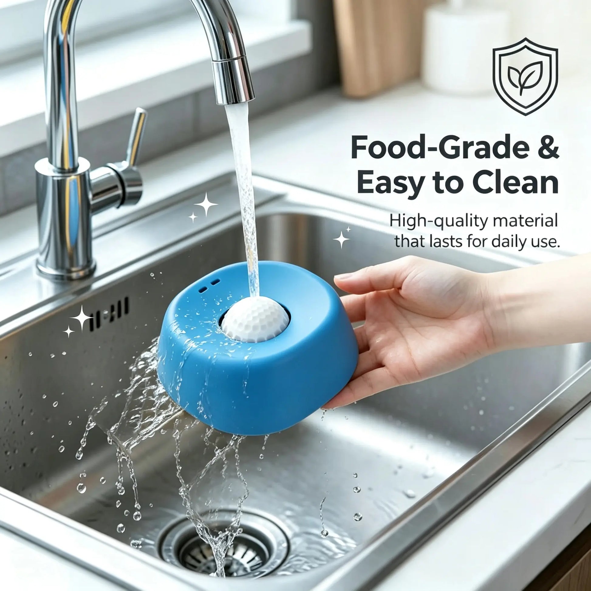 Pet Slow Feeder Licking Bowl for Dogs and Cats with Built-In Rolling Ball to Prevent Spills, Versatile Liquid Bowl for Bone Broth, Yogurt, Liquid Snacks & Supplements, Optional Anti-Slip Base Pad Available