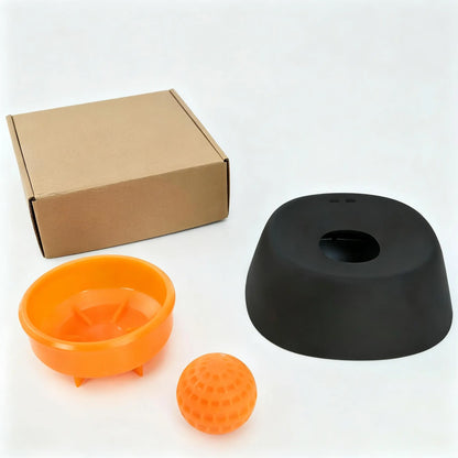 Pet Slow Feeder Licking Bowl for Dogs and Cats with Built-In Rolling Ball to Prevent Spills, Versatile Liquid Bowl for Bone Broth, Yogurt, Liquid Snacks & Supplements, Optional Anti-Slip Base Pad Available