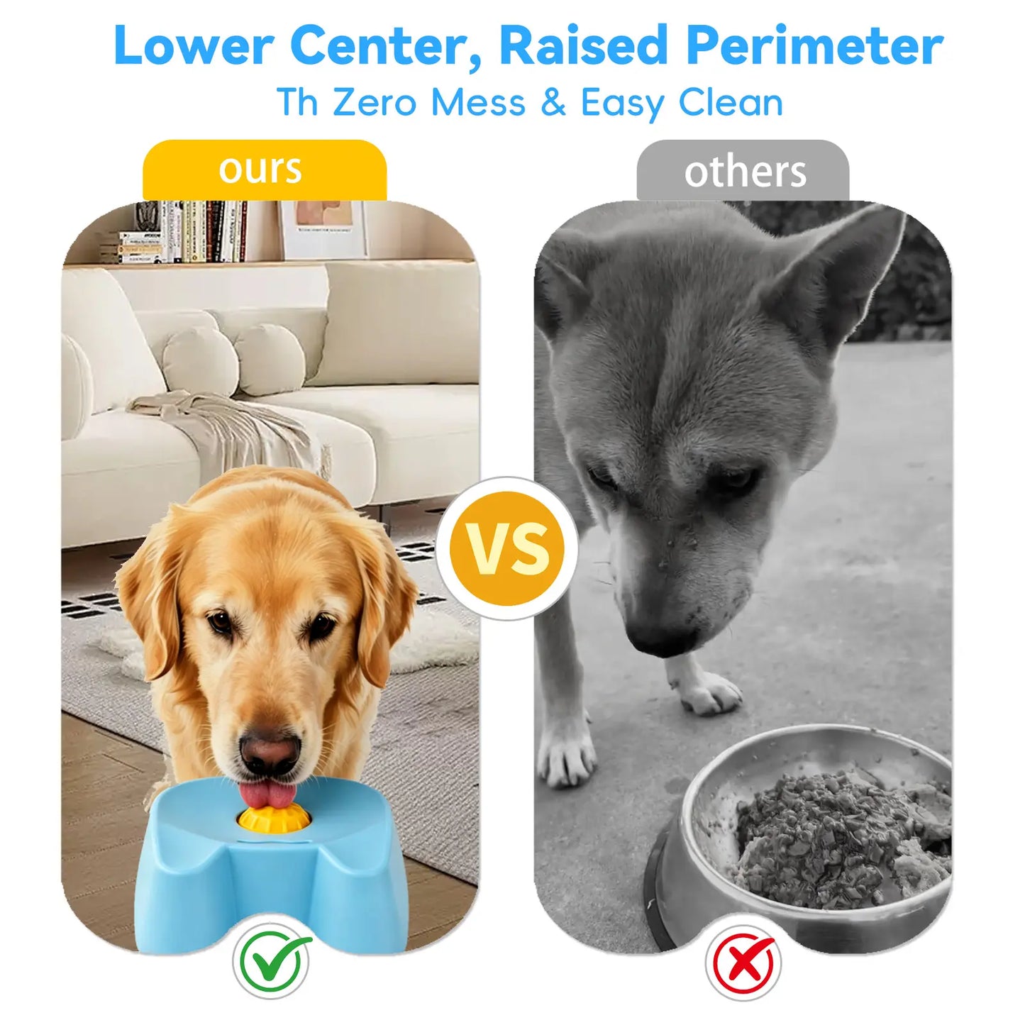 Silicone Non-Skid Slow Feeder Bowl for Dogs - 3/4 Cup Capacity Interactive Design for Bone Broth & Yogurt, Anxiety Relief for Small to Large Dogs (Blue) - Mid Year Sale
